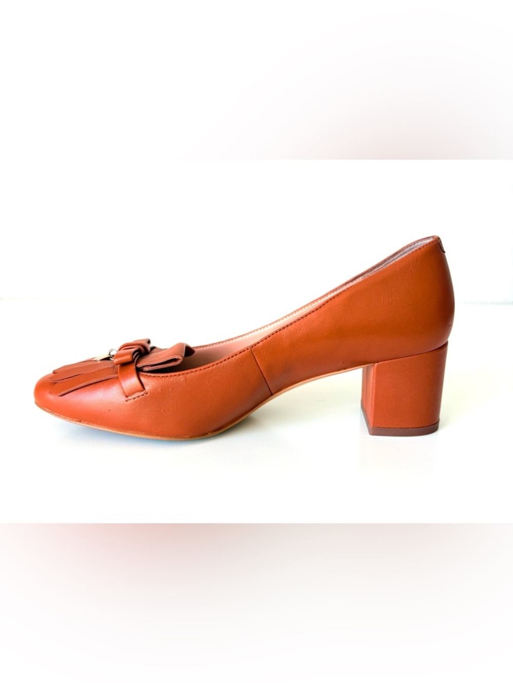 Kate Spade Delaney 2” Block Heel Pumps - Leather - Orange Brown - Size 6.5B